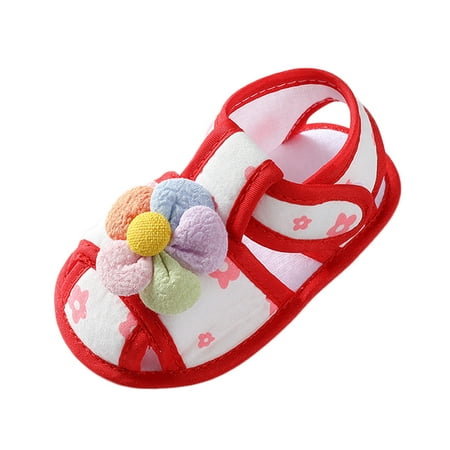 

MPWEGNP Baby Girls Soft Toddler Shoes Toddler Walkers Shoes Colorful Lucky Flowers Princess Shoes Sandals Flat Walkers Shoes Baby Beach Sandals for Girls Fleece Booties Baby Boy