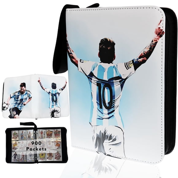 Álbum para tarjetas de fútbol Rucher de 900 bolsillos, impermeable, con cierre de cremallera