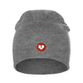 thumbnail image 2 of I&W Classic Winter Cuffless Beanie Knit Hat Love or Broken Heart Logo (Hgray, Red White Broken Heart), 2 of 2