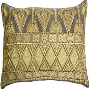 Gold Diamond Geo Embroidery Pillow Cover - Grey