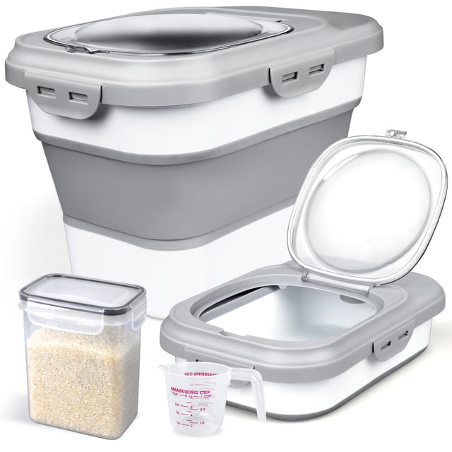 Komzon Contenedor plegable hermético para arroz de 9 kg