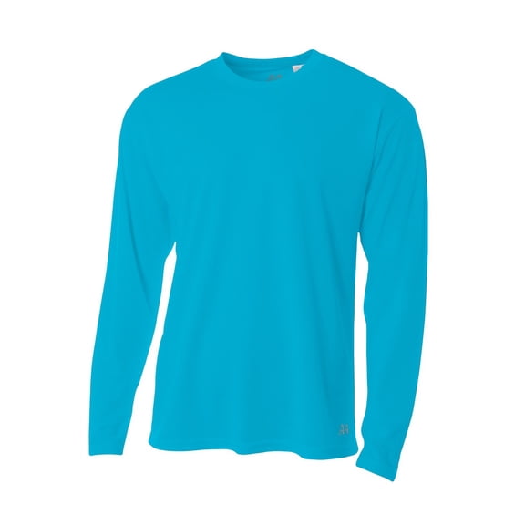 A4 Long Sleeve Birds-Eye Mesh Crew For Men in Electric Blue N3253