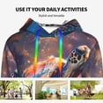 thumbnail image 4 of Fotbe Night Sky Turtle Pattern Womens Long Sleeve Hoodie, Pullover Hooded Sweatshirt, Kangaroo Pocket Hoodie with Eye-catching Drawstrings-Small, 4 of 7