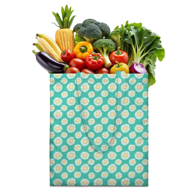 Summer Floral Shopping Bag - Foldable, Eco-Friendly Tote with Daisy Print, Durable & Machine Washable
