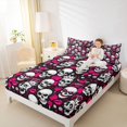 thumbnail image 3 of Homewish Spooky Halloween Skull Queen Sheets,Crown Heart Queen Sheet Sets,Pink White,4-Piece,1 Flat Sheet, 1 Fitted Sheet and 2 Pillowcases, 3 of 6