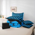 thumbnail image 6 of Homewish Geometric Rhombus Textured 7-Piece Bedding Comforter Set,Classic Checkered Desgin King Bedding Sets,Black Blue Bed Sheets For Men Women,Microfiber Bedroom Decor Reversible, 6 of 8