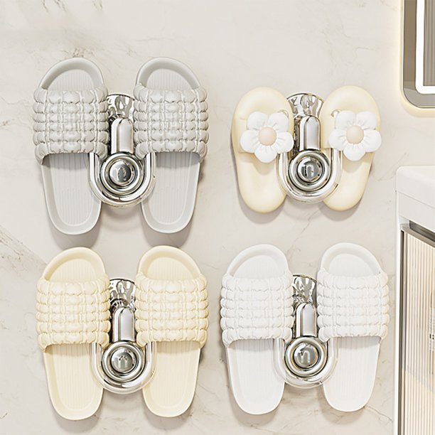 Organizador de zapatillas de pared | Paquete de 4 estantes telescópicos para baño, cocina y sala de estar | Diseño de plástico ABS con drenaje | Apto para zapatillas de niños y adultos