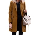 thumbnail image 3 of SLADYGLO Women Lapel Collar Single-breasted Long Sleeve Mid-length Blazer With Pockets, 3 of 4