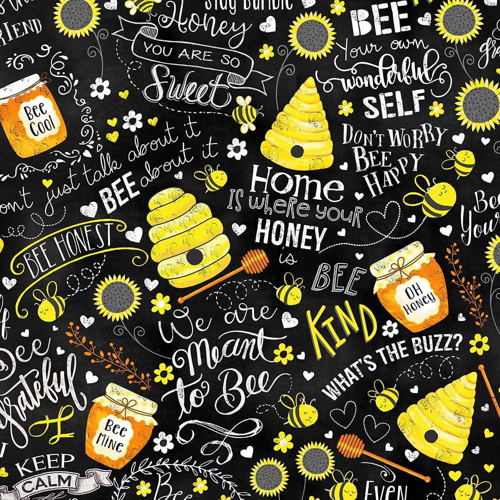 Timeless Treasures JARS OF HONEY gail-C6105 black cotton fabric