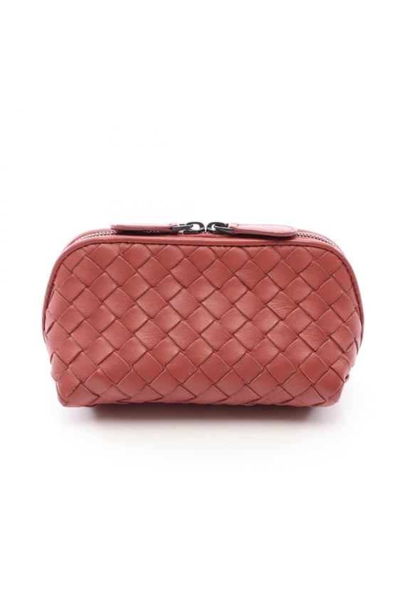 Pre-Owned Bottega Veneta Intrecciato Handbag Pouch Leather for Women, Bordeaux