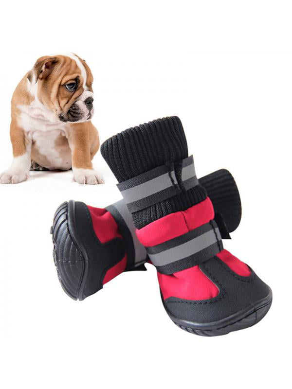 4pcs Waterproof Anti-Slip Dog Shoes Winter Warm Rain Booties Puppy Boots S M L