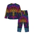 thumbnail image 2 of Junzan Indian Mandalas Dragonfly Print Womens Pajama Sets,Long Sleeve Button Down For Women Pjs 2 Piece, 2 of 9