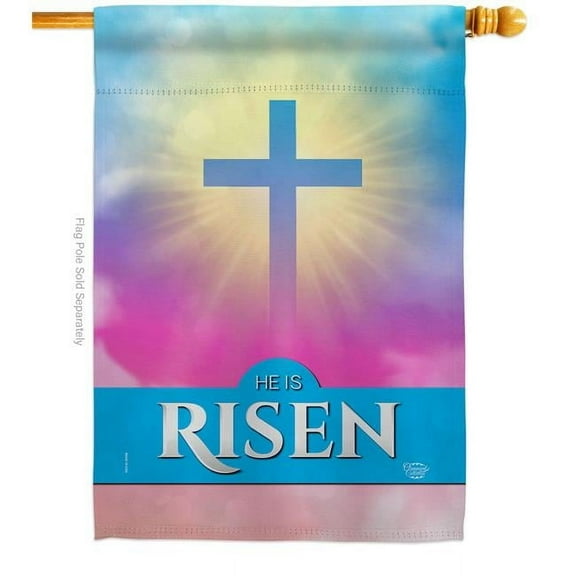 Ornament Collection H190076-BO He is Risen Religious Faith Double-Sided Garden Decorative House Flag, Multi Color