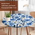 thumbnail image 5 of Round Fitted Tablecloths with Elastic Edge Watercolor Blossom Blue Flower Waterproof Wipeable Table Cover for Kitchen Dining Party Decor Seamless Spring Floral Leaves Table Clothes,45" - 54", 5 of 9