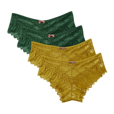 Women Panties Plus Size  Women Lingerie G-string Lace Briefs Underwear Panties T String Thongs Knick 4pc