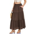 thumbnail image 5 of Ediodpoh Womens Skirts Summer Casual Smock Layered Tiered High Waisted A Line Flowy Long Skirt with Pockets and Maxi Skirts for Women Brown M, 5 of 6