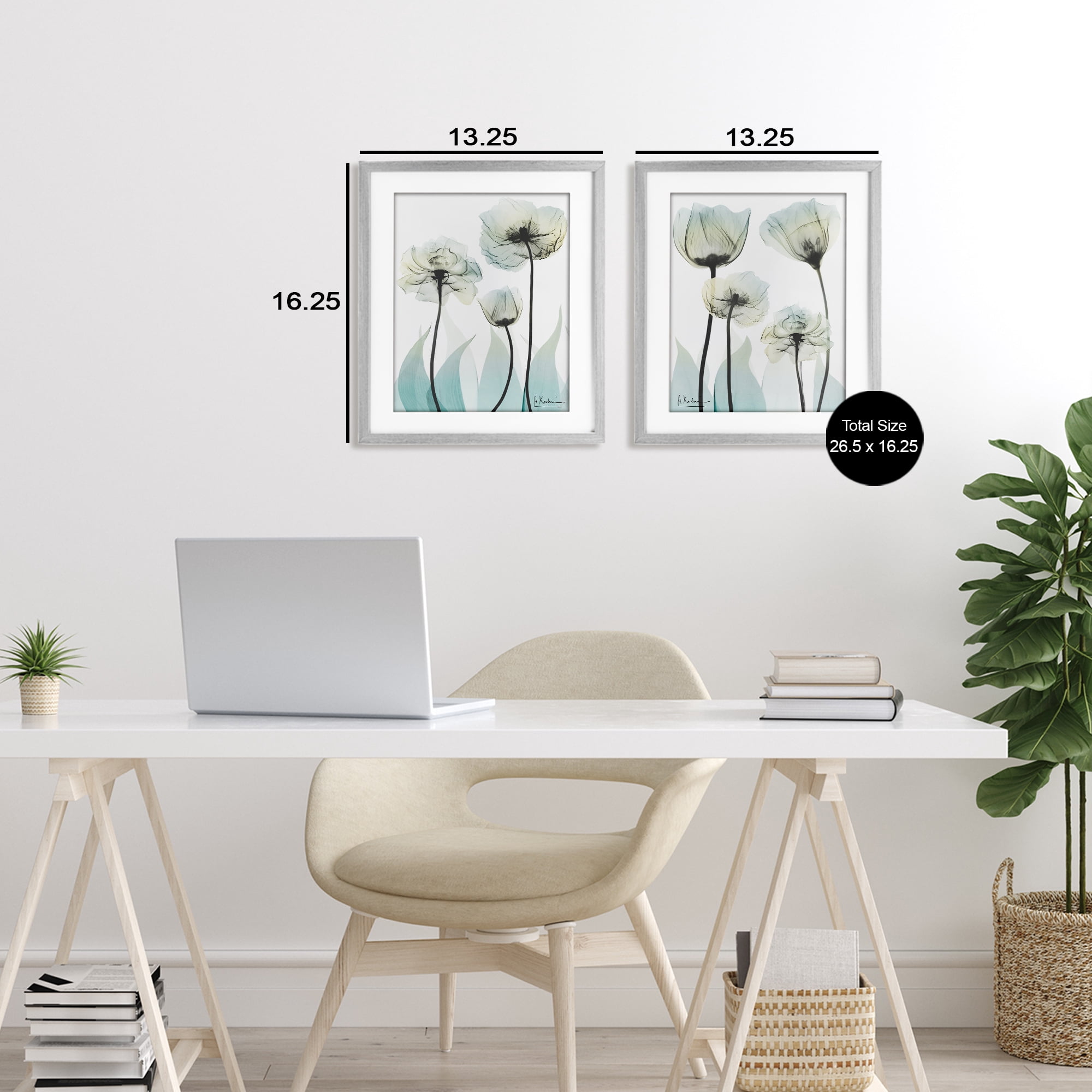 Stupell Industries Luxury Of Creation Flowers 2 Piece Gray Framed Print Under Glass Set, design by Albert Koetsier