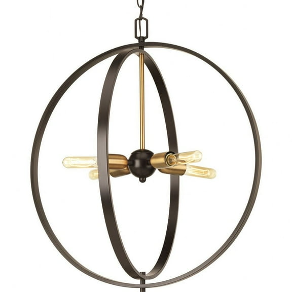Swing Collection Four-Light Antique Bronze Global Pendant Light