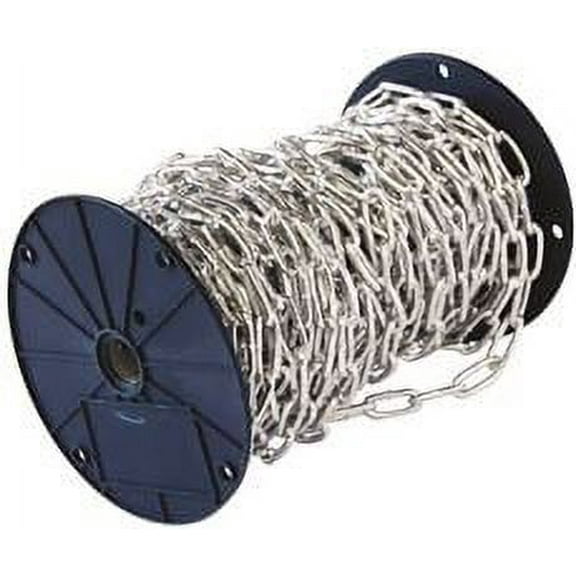 Coil Chain Straight Link, Zinc, 2/0 X 98 Ft.