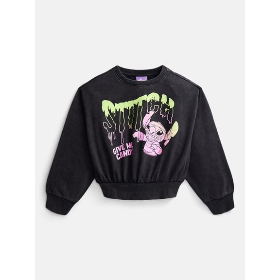 Lilo and Stitch Girls' Halloween Graphic Fleece Sweatshirt with Long Sleeves, Sizes 4-16