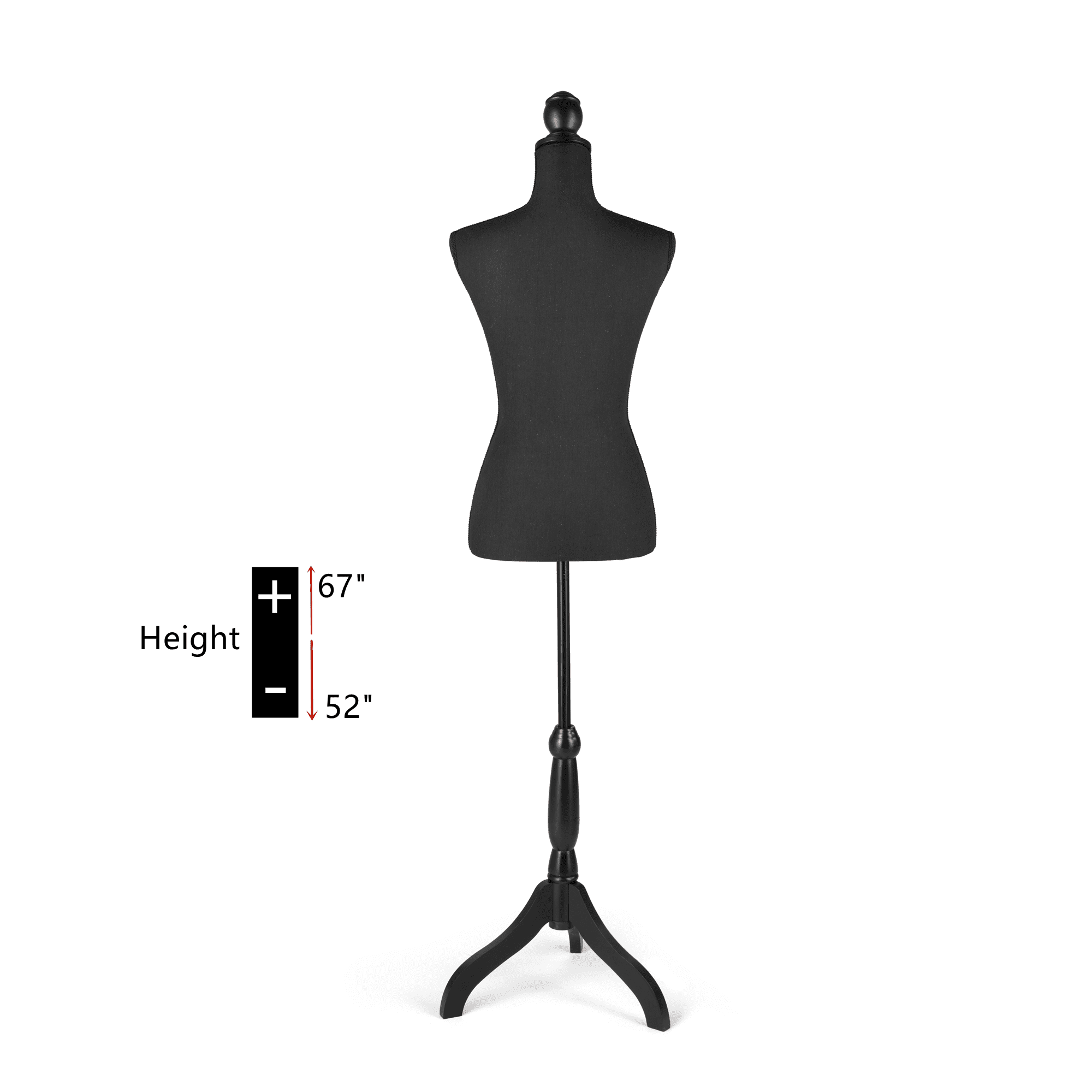 ZAQYCM Black Mannequin Female, Sewing Manikin Body Stand Adjustable with  Wheels Base, Foam Dress Form Maniquins Body Clothing Mannequin Torso (Color  