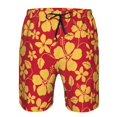 thumbnail image 4 of Yiaed Red Vintage Flowers Print Men's Swim Trunks with Lining Quick Dry Sports Shorts Beach Shorts Boardshorts-Medium, 4 of 5