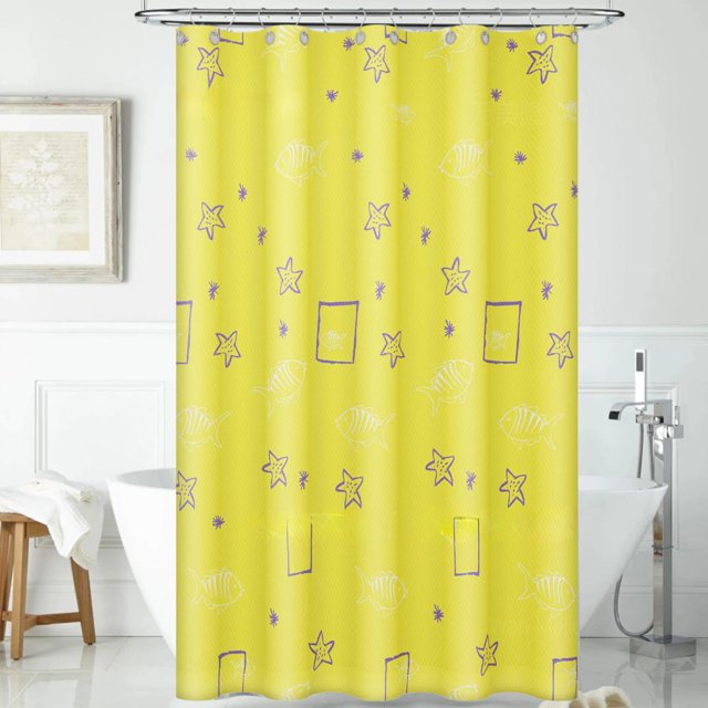 Feltree Rideau de Douche en Polyester Imperméable avec Imprimé Mignon, Résistant à la Moisissure, Installation Facile Incluant des Crochets, 32x71 Pouces pour Salle de Bain et Toilette