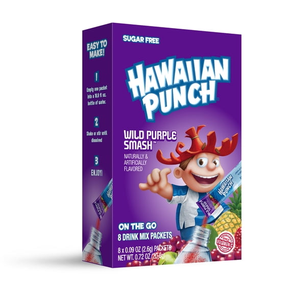 Hawaiian Punch Powdered Drink Mix, Wild Purple Smash, 8 Count