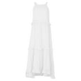 thumbnail image 4 of UoCefik Women's Summer Sleeveless Halter Neck Tiered Dress Flowy Ruffle Long Beach Maxi Dress Sundress White XXL, 4 of 8
