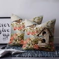 thumbnail image 2 of Pillow Covers 20x20 Set of 2, Spring Birdhouse Throw Pillow Covers Decorative Couch Cushion Cover, Red Floral Botanical Birds Vintage Microfiber Soft Square Pillowcases for Bedroom Living Room Sofa, 2 of 7