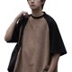 thumbnail image 1 of Hombres Manga Corta Top Bordado Patrón Vintage Media Manga Suelta Niño Camiseta para Verano Marrón XL, 1 of 8
