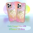thumbnail image 2 of Laser Case Designed for iPhone 15 Pro Case Compatible with Magsafe Fluorescent Iridescent Transparent Case for Women Soft TPU Bumper Hard Back Shockproof Protective Cover-Clear/Pink, 2 of 6