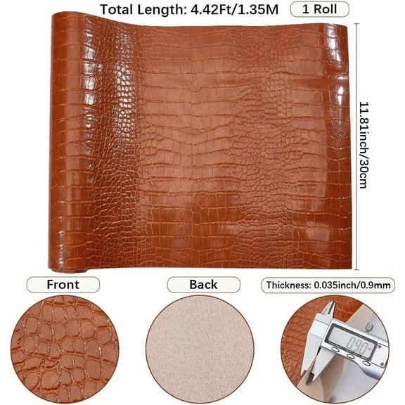 Crocodile Leather Fabric 53"x12" Faux PU for Embossed Making Sewing Skin Grain Sheets Fabric Material DIY Upholstery Crafts Handbags Furniture Car Wrapping Leather Earrings Shoes Belt