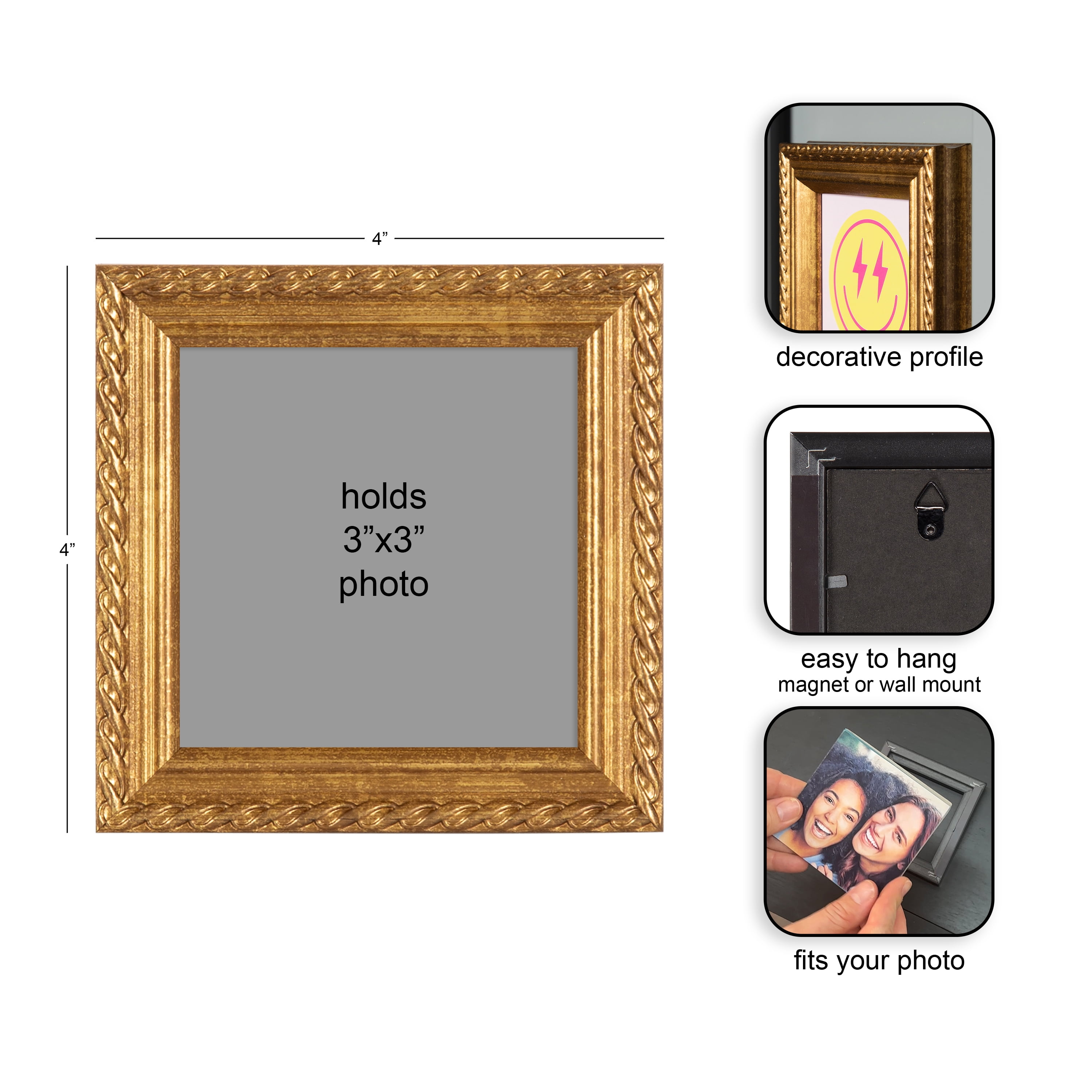 DesignOvation Smiley Faces 4" x 4" Magnetic Mini Art Prints by The Creative Bunch Studio (Set of 3)