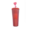 thumbnail image 2 of Disney Walt Disney World Valentine Starbucks Red Tumbler with Heart Straw New, 2 of 2