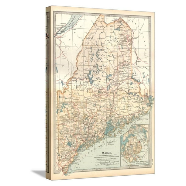 map of maine united states inset of mount desert island stretched