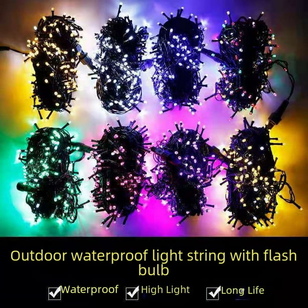Cadena de luces LED Sky Star Lights, cadena de luces negras con burbujas intermitentes, luces decorativas impermeables para exteriores, diseño de festival, luces de estrellas