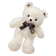 White White Bowtie Bear Plush Toy For Kids Soft Stuffed Animal Huggable Teddy Doll For Companion