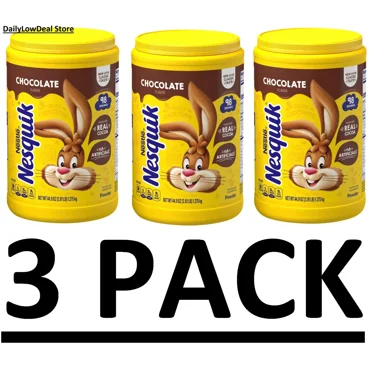 3 PACK - Nesquik Chocolate Powder Low Fat Drink Mix (44.9 oz. Each)