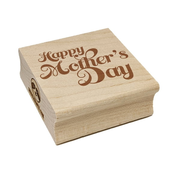 Happy Mother's Day Elegant Text Square Rubber Stamp Stamping Scrapbooking Crafting - Small 1.25in