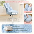 thumbnail image 4 of Ktaxon Teddy Fleece Office Chair, Rabbit Ear Vanity Chair with Adjustable Height, 360-Degree Swivel and Casters, Light Blue, 4 of 10