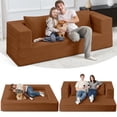 thumbnail image 1 of Sofá cama plegable 3 en 1 tipo puff Cansunna color caramelo, 1 of 9