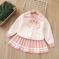 thumbnail image 2 of Mnyotv Fall Winter Clothes for Girls Back to School Outfit Knitted Sweater Tops and Skirts Dress Toddler Girl Clothing Set Size 3-4 Years, 2 of 3