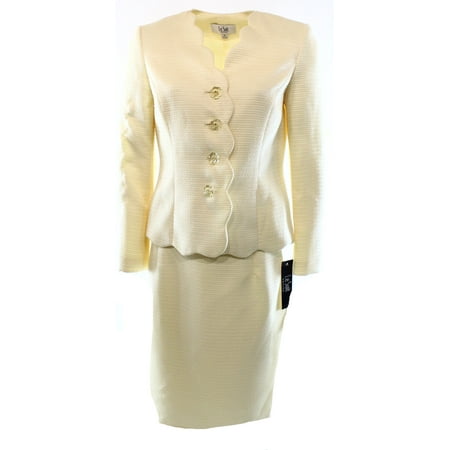 - Le Suit NEW Lemon Ice Yellow Women's 18 Scalloped Trim Skirt Suit Set $200 #308