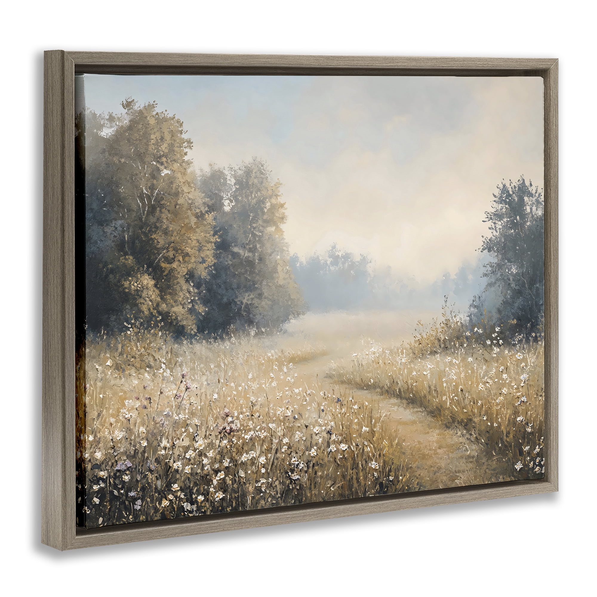 Stupell Industries Wandering Wildflower Path at Dawn Brown Framed Floater Canvas Wall Art, design by Creative Studio