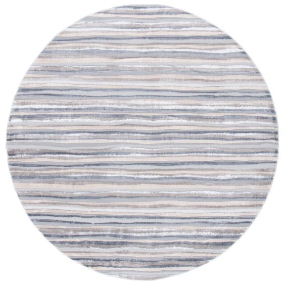 SAFAVIEH Lagoon Kandy Striped Area Rug, Grey/Ivory, 6'7" x 6'7" Round
