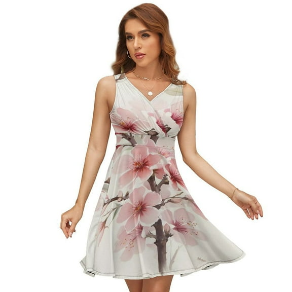 Cherry Blossom Pink (1) Sundress Sleeveless Dress Summer Women Clothes Dress for Women Dresses