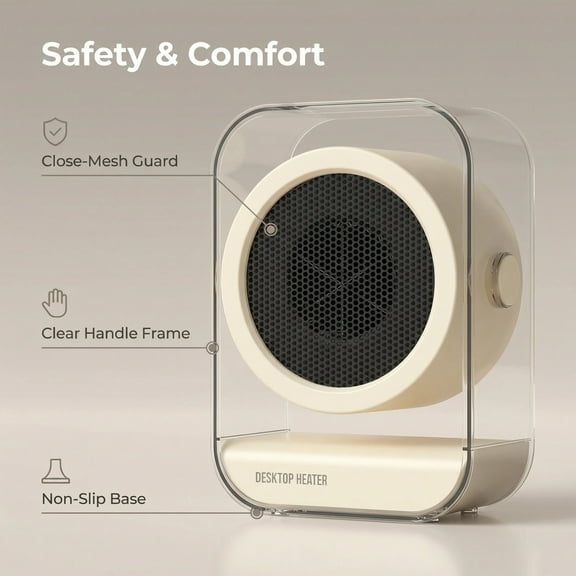 Personal Mini Heater - Portable Desk Heater with Quiet Operation, for Home & Travel