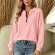 thumbnail image 5 of Neewe Women's Plain Long Sleeve Top Fall 1/4 Zipper Tops Loose Ladies Casual Fashionable Top Pullover, 5 of 7