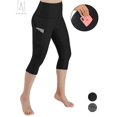 thumbnail image 1 of GustaveDesign High Wais Yoga Capri Leggings With Pockets, Fitness Athletic Capri Pants Workout Tummy Control Yoga Pants Running Sports (Black, 3XL), 1 of 11